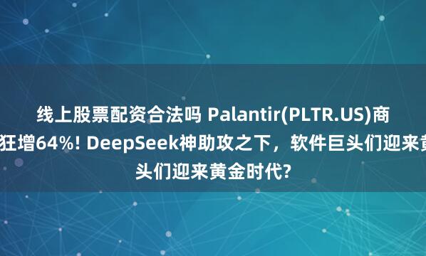 线上股票配资合法吗 Palantir(PLTR.US)商业销售额狂增64%! DeepSeek神助攻之下，软件巨头们迎来黄金时代?