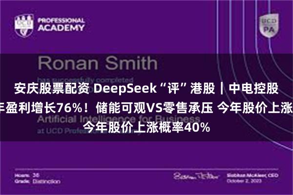 安庆股票配资 DeepSeek“评”港股｜中电控股：2024年盈利增长76%！储能可观VS零售承压 今年股价上涨概率40%